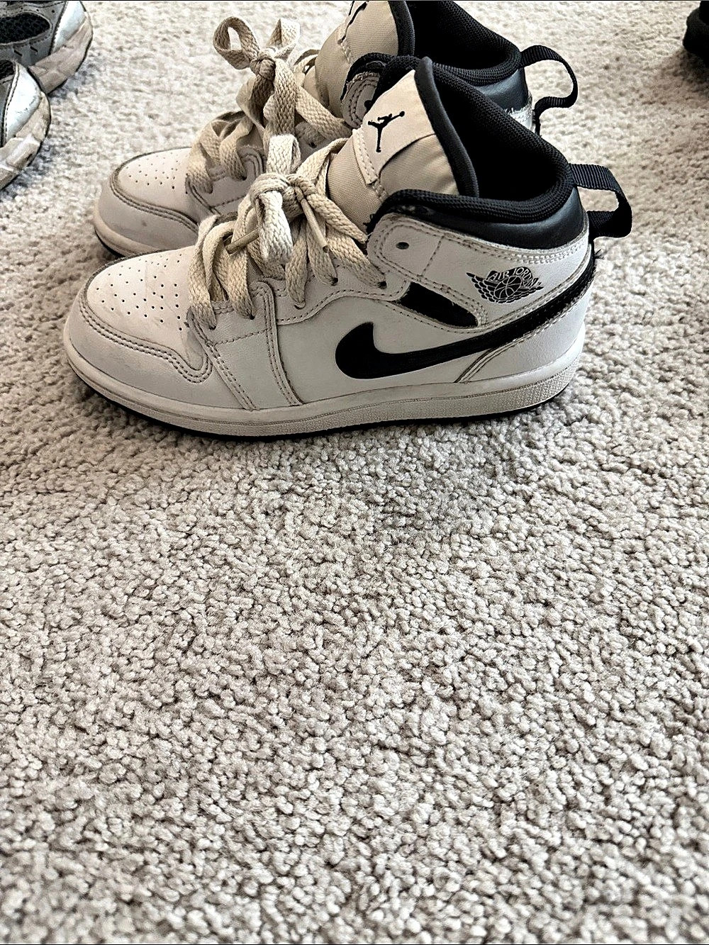 Nike Air Jordan 1 Mid Kids' White & Black Sneakers